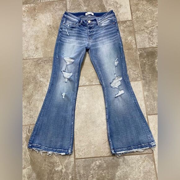BKE Payton Mid Rise Flare Distressed Stretch Jeans Size 27x29.5 Women’s EUC - Picture 9 of 10